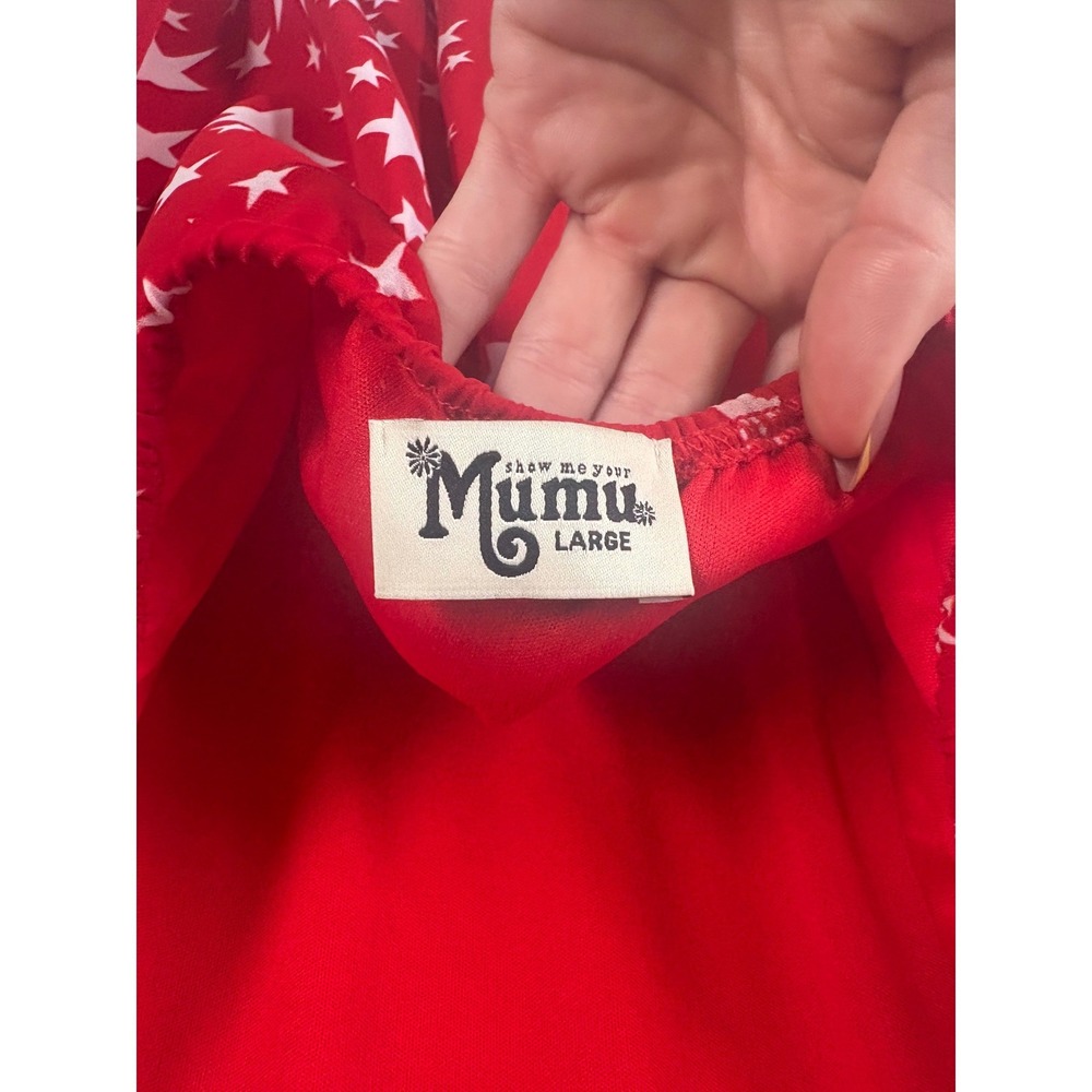 Show Me Your Mumu Katy Halter Mini Dress Star Print L Resort Patriotic Red - Picture 8 of 9